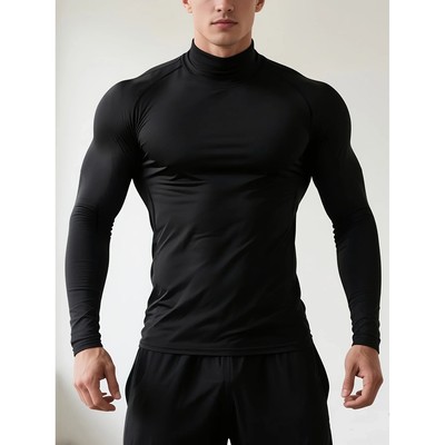 Men's fleece tight long-sleeved shirt, quick-drying and brea