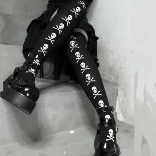 Skull Bat Gothic Dark Long Sexy Stockings Women spider Emo A