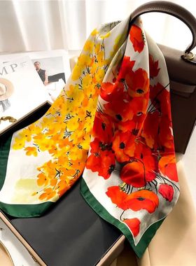 Silk Square Scarf for Women Female Hair Bands Ribbon Headban