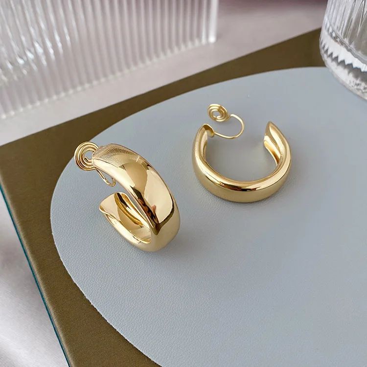 New style Vintage Golden Minimalist C Shape Clip on Hoop Ear