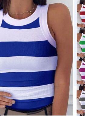 Summer Basic Elastic Tank Top Digital Printing T-shirt Women