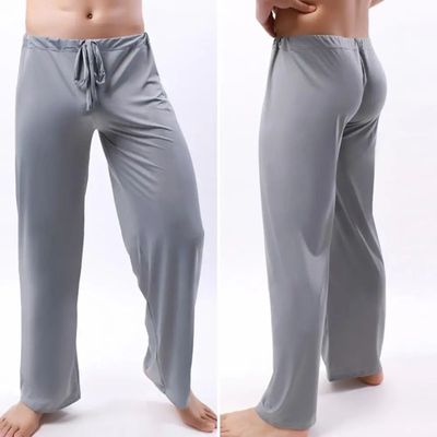 Men Yoga Pants Low Waist Drawstring Straight Loose Pajama Pa