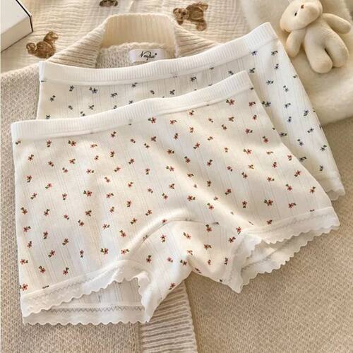 Cute Lace Panties Mid Waist Sexy Women's Sports Safety Pants