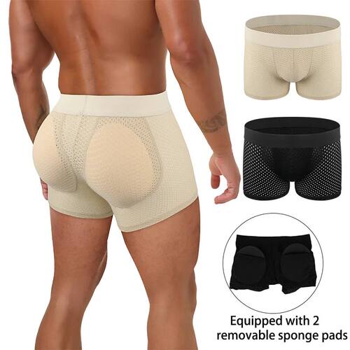 Men's Sexy Boxer Fake Butt Hip Lifter Enhancer Short Removab