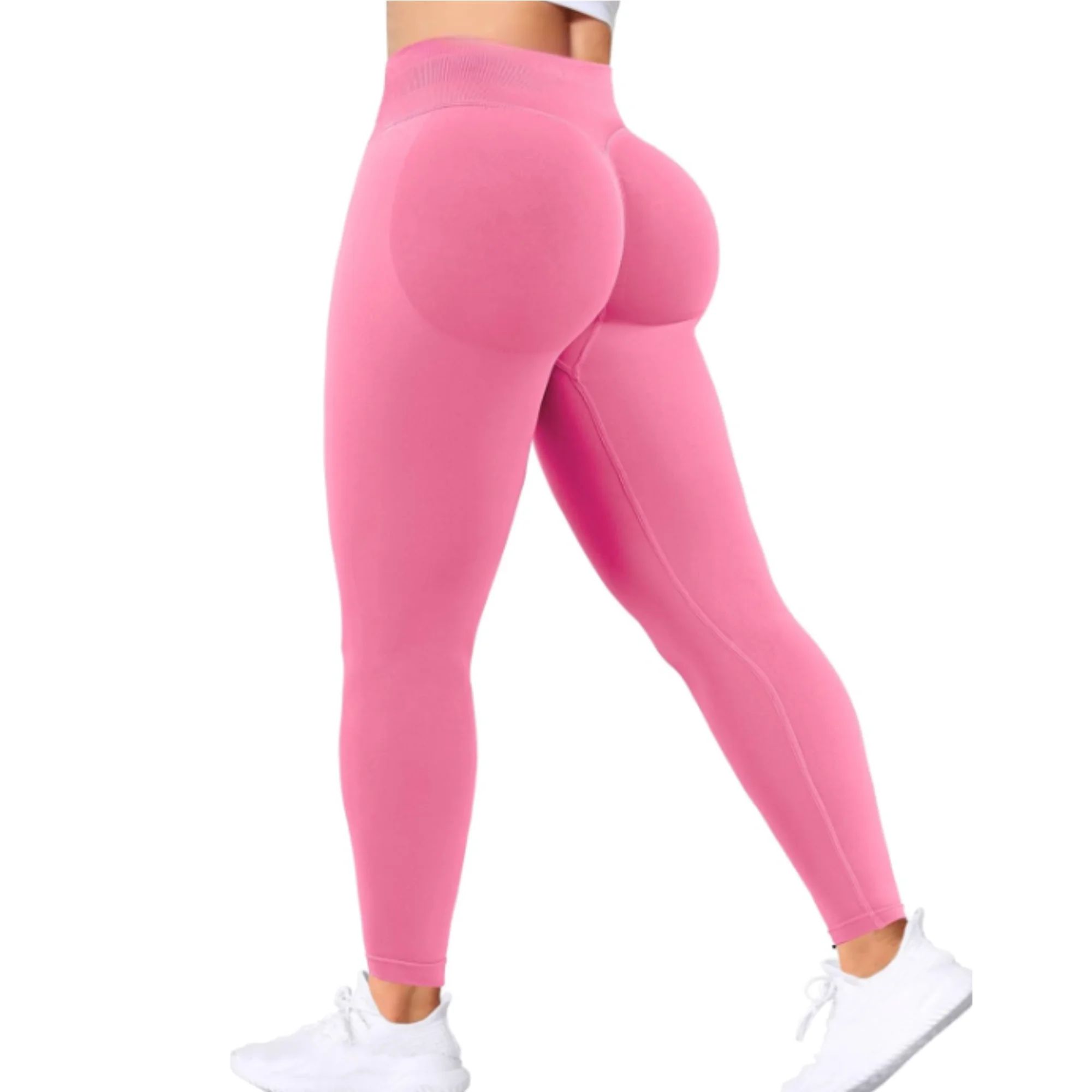 Summer Women Three Waist Gym Yoga Pants High Waist Peach But