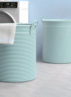 Foldable Minimalist Striped Laundry Basket Multi Use Collaps