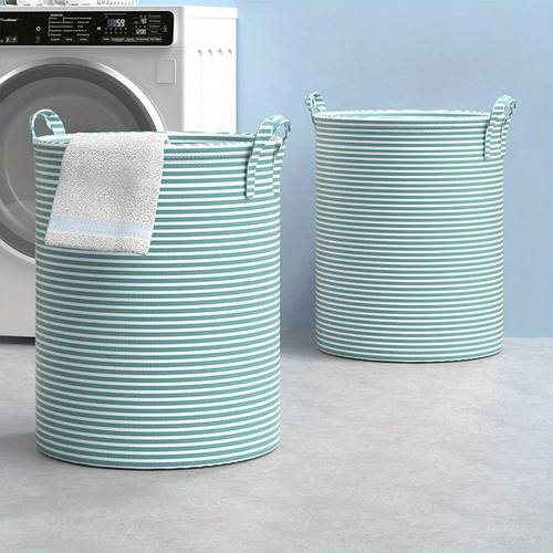 Foldable Minimalist Striped Laundry Basket Multi Use Collaps