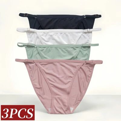 3Pcs/Set Ice Silk Panties Women Low Rise Briefs Brazilian Pa