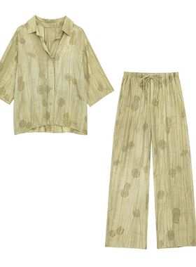Women's Set  NewSpring Jacquard Loose Ladies Shirt Summer Wo