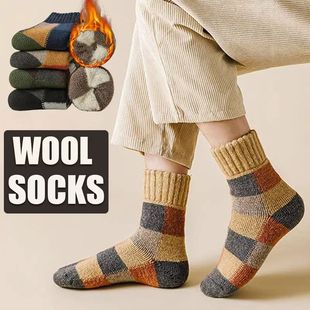 Warm Wool Winter Socks Thick Men Colorblock 5pairs Thermal