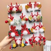 Christmas Ornaments Antler Clips 2Pcs Xmas Hair Pendants Mer