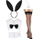 bow tie cuffs Bunny costume bunny black tail ears fishnet