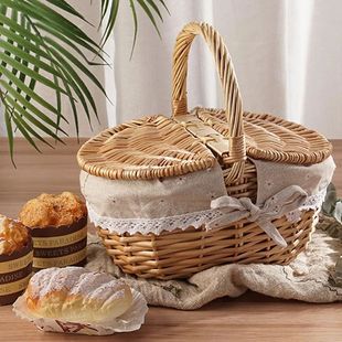 Basket Picnic With Handle Mult Handmade Hamper Wicker