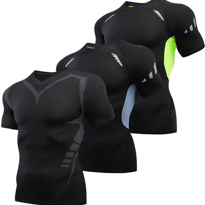 Men's Running Compression Shirts Short Sleeve Sport Gym Tees