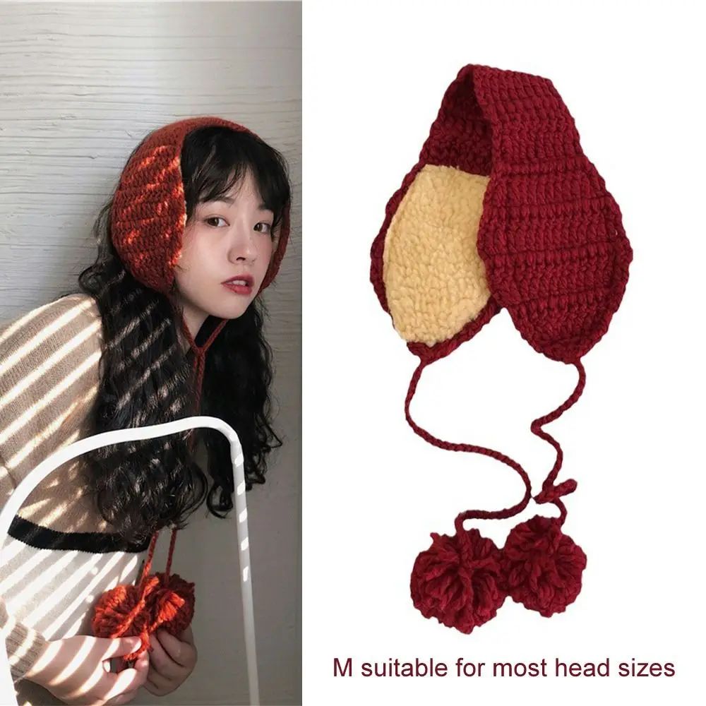 Handmade Y2k Plush Earmuffs Thicken Solid Color JK Knitted E