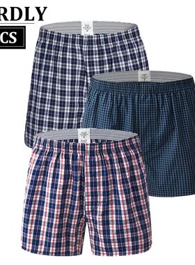 3PCS Choice 100% Cotton Men'S Panties Man Plaid Same Style A
