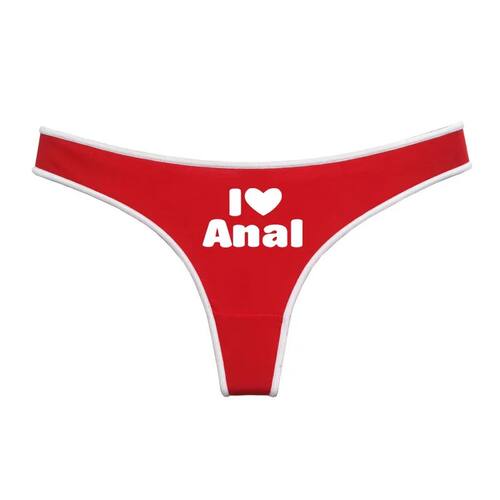 I LOVE ANAL Female Lingerie Girls G String Red Cotton Underw