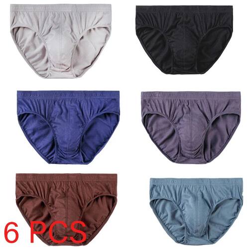 6 Pcs/Lot Men's 100% Cotton Panties Breathable Briefs Comfor