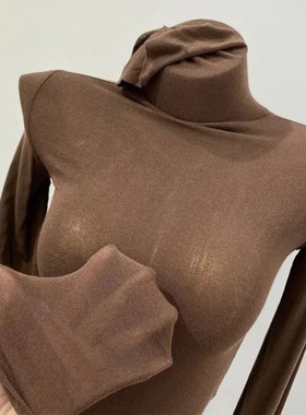 Turtleneck Slim High Quality Plain T Shirt Women Cotton Elas