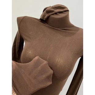 Turtleneck Slim High Quality Plain T Shirt Women Cotton Elas