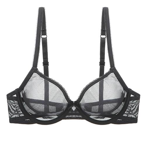YBCG Sexy Black Women Bra Lace Mesh See Through Underwear St