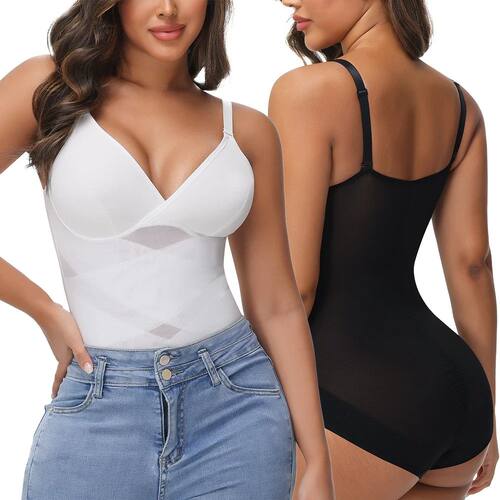Women Cross Tummy Control Shapewear Sexy Mesh Slimming Waist