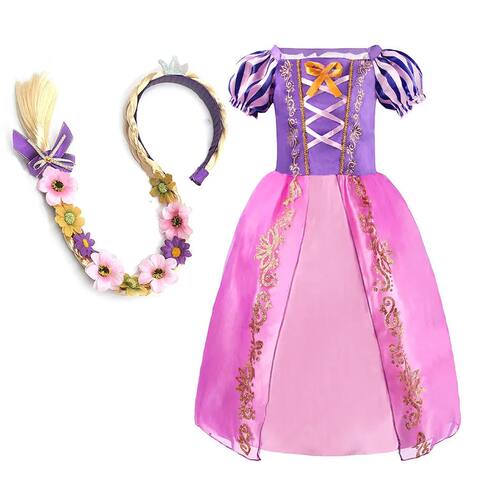 Kids Rapunzel Dress Children Party Tangle Costume Girls Summ