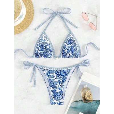 Halter String Triangle Two Piece Bikini Women Swimwear Femal