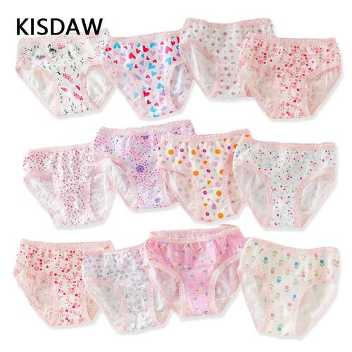 3/6/12Pcs Multipack Baby Girls Briefs Cotton Panties Kids Fl