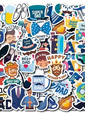 50Pcs Father's Day Stickers Cartoon Creative Waterproof Stic