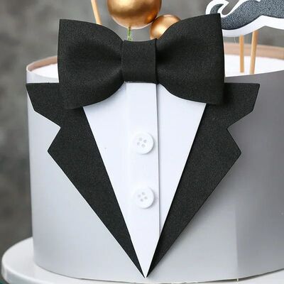 Eva Suit Bow Tie Happy Fathers Day Cake Topper Father Birthd