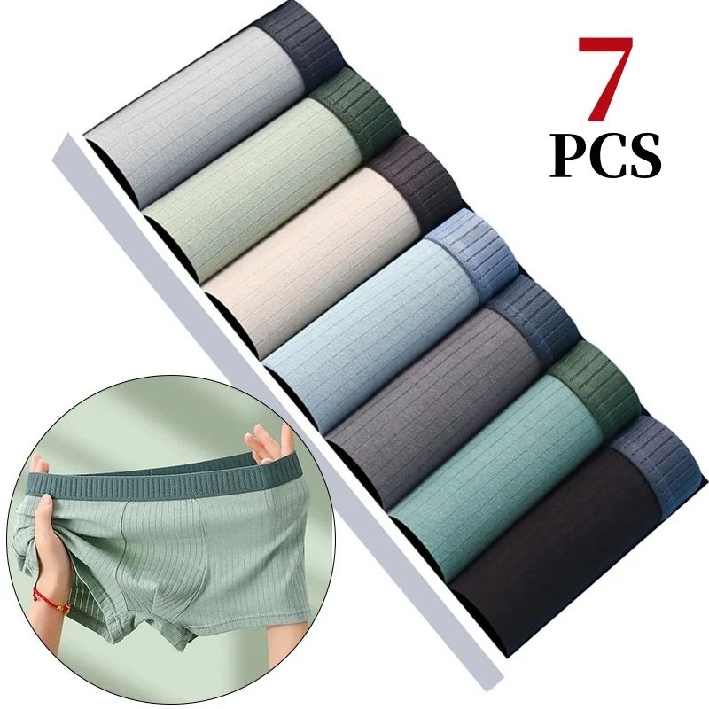 7Pcs/Lot Men's Cotton Underwear Boxer Shorts Pure Cotton Bre图片