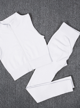 Zipper Gym Set 1/2/3 PCS Yoga Sets Seamless Workout Suit Spo