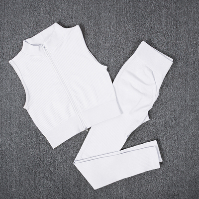 Zipper Gym Set 1/2/3 PCS Yoga Sets Seamless Workout Suit Spo