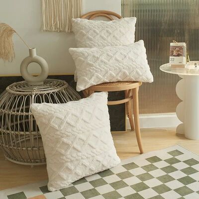 30*50cm/45*45cm Geometric Jacquard Plush Throw Pillow Covers