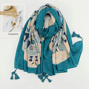 Printed Lady Wrap Scarf Quality Shawl Viscose Tassel High
