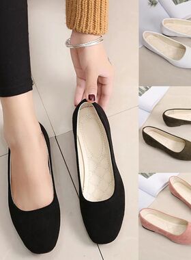 Women Suede Loafers Flat Heel Shallow Female Shoes Spring Su