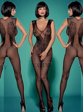 Erotic Open Crotch Bodystocking Lingerie Black Bodysuit Sexy