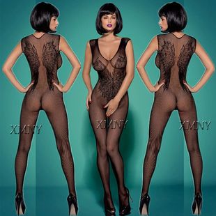 Erotic Open Crotch Bodystocking Lingerie Black Bodysuit Sexy