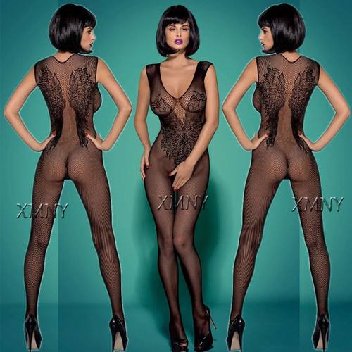 Erotic Open Crotch Bodystocking Lingerie Black Bodysuit Sexy