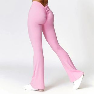 V-shaped Hip Yoga Pants Flare Leggings Women High Waist Wide