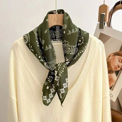Spring/Summer 70cm Cashew Print Square Scarf Women’s Breath
