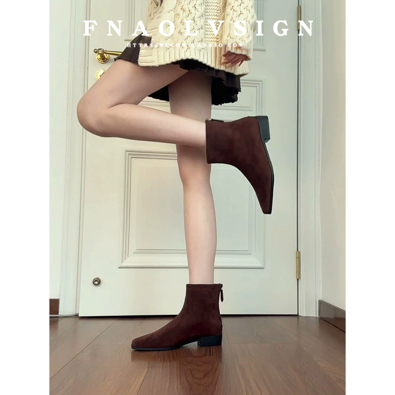 【现货！免费试穿】粗跟短靴女