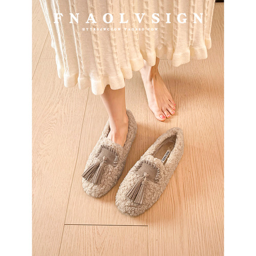 【现货！免费试穿】流苏毛毛鞋女