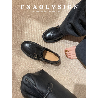 现货~香港装柜开发】雕花小皮鞋