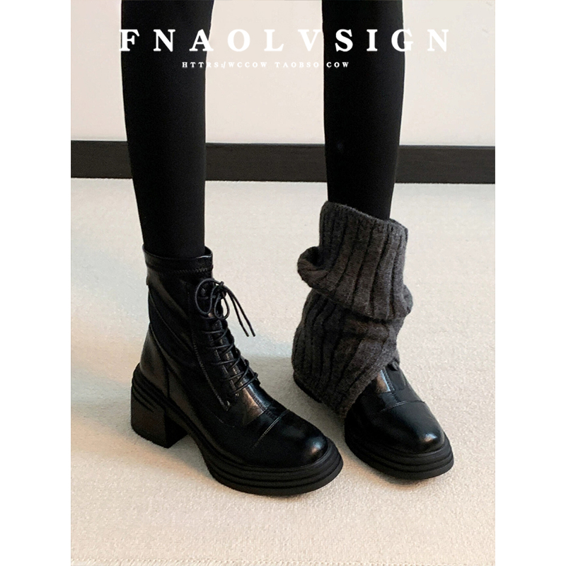 【现货！免费试穿】圆头高跟短靴