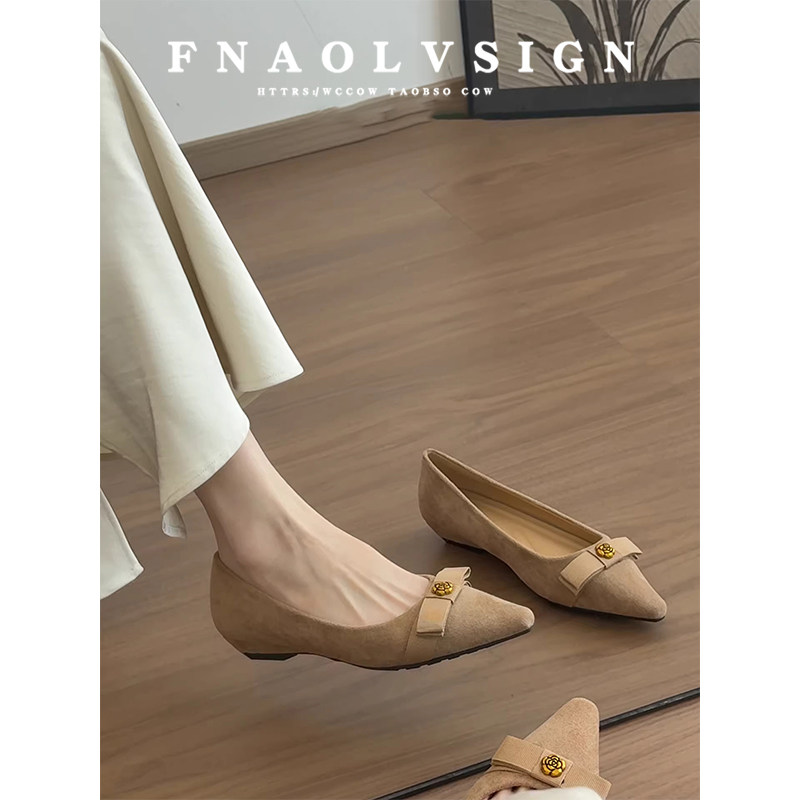 羊皮版~复古风尖头蝴蝶结单鞋女一脚蹬浅口内增高优雅气质通勤鞋,女鞋,浅口单鞋,淘宝优惠券,粉丝福利购,淘宝优惠卷