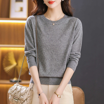 女士羊毛打底衫2025新款秋冬洋气妈妈毛衣内搭可外穿气质针织上衣