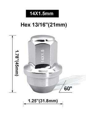 24件14x1.5凸耳螺母ACPZ-1012-B适用于福特F150 实心一体轮胎螺母
