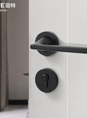 固特卧室门锁室内木门家用通用型房门房间把手磁吸静音黑灰色锁具